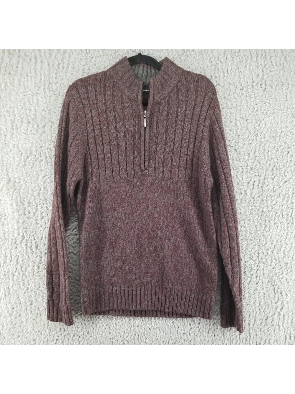 Michael Brandon Sweater Mens Large Burgundy Red 1/4 Zip Knit Pullover Normcore
